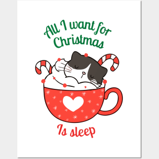 all i want for christmas is sleep cat Posters and Art